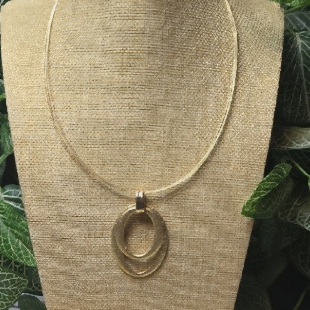 Jones New York Gold Tone Double Oval Pendant Necklace